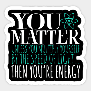 You Matter Unless You Multiply Yourself By The Speed Of Light... Then You're Energy Sticker